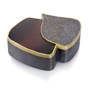 Todd Reed Double lidded box with Autumn Diamonds (3.27ctw), naturally colored brilliant cut diamonds (5.16ctw) and Obsidian in 18k yellow gold in sterling silver.